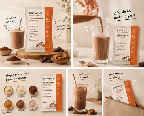 Assorted Variety Pack — 6 Sachets (3× Chocolate Jaggery + 3× Mint Masala)